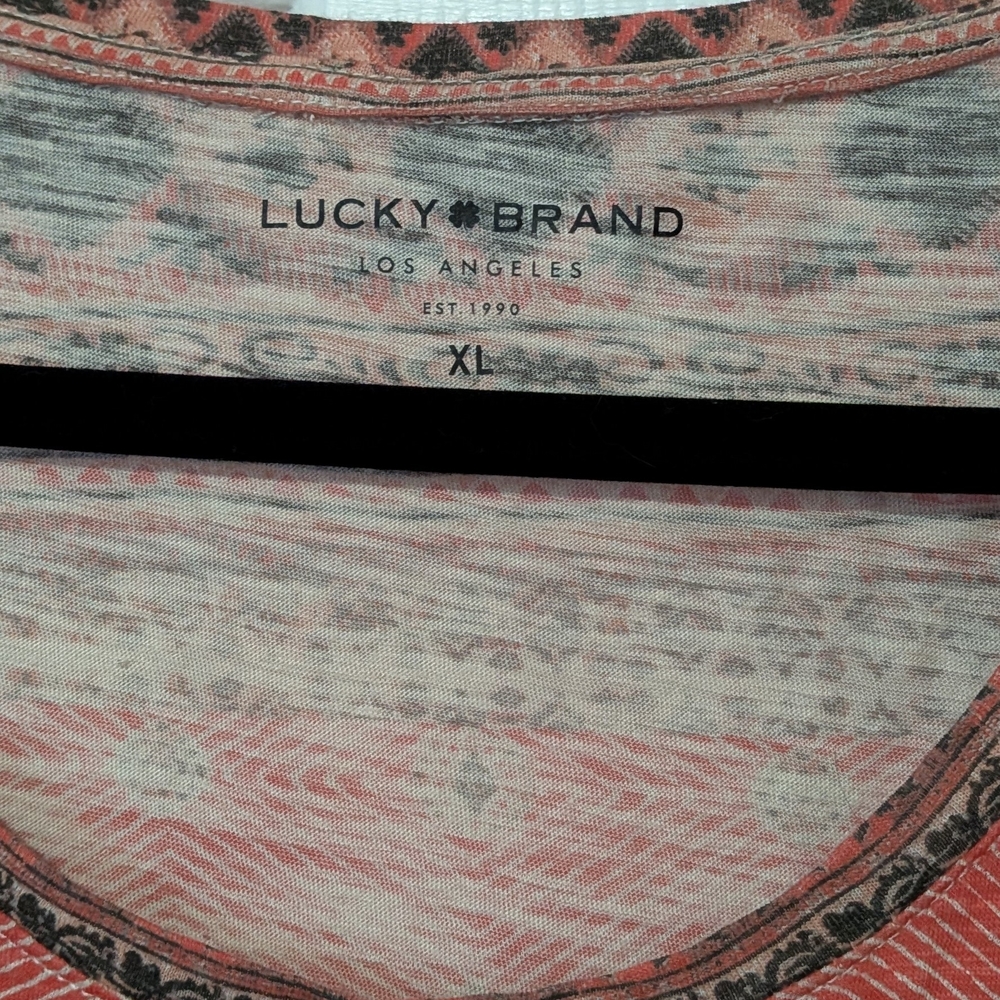 Lucky Brand Coral Patterned Short Sleeve Women's Top - Picture 3 of 8